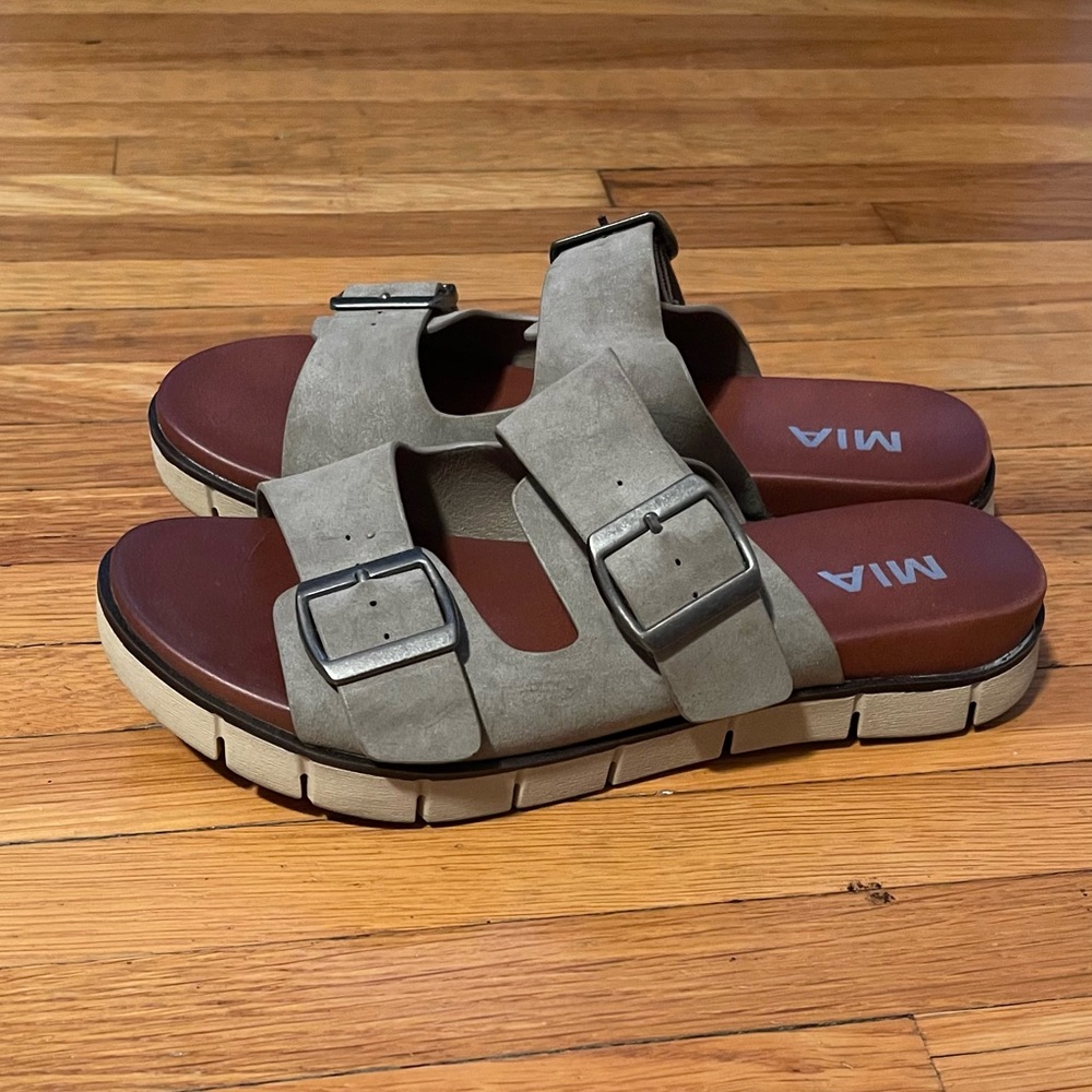 MIA Taupe Buckle Sandals